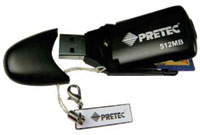  Pretec   e-Disk II Plus 512MB (USB Drive + Card reader w/SD1.1/MMC4.0 support!)